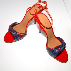 Zara Red Multicolored Strapped Heels